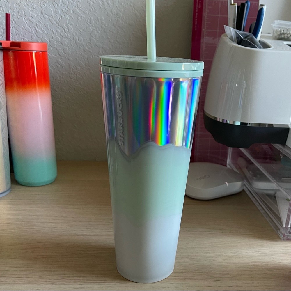Starbucks white mint silver holographic